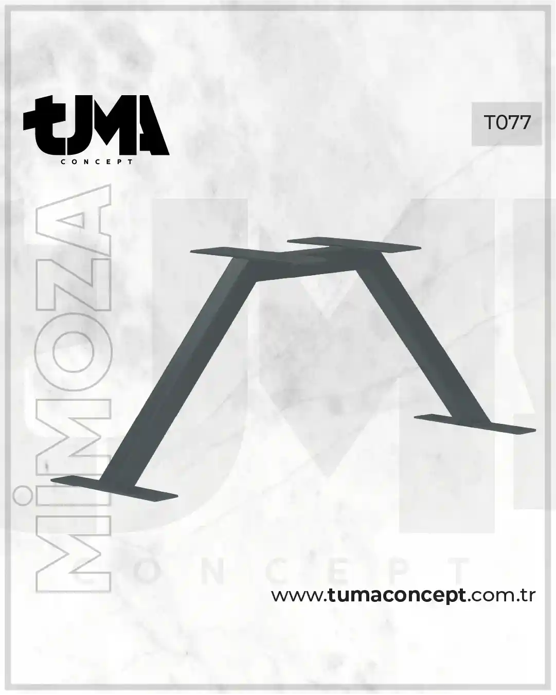 T077 MİMOZA Açılı Köprü Tasarım Siyah Metal Masa Ayağı