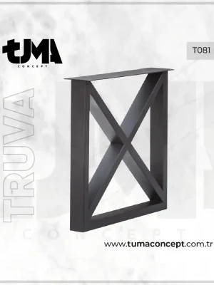 T081 TRUVA X Siyah Metal Masa Ayağı